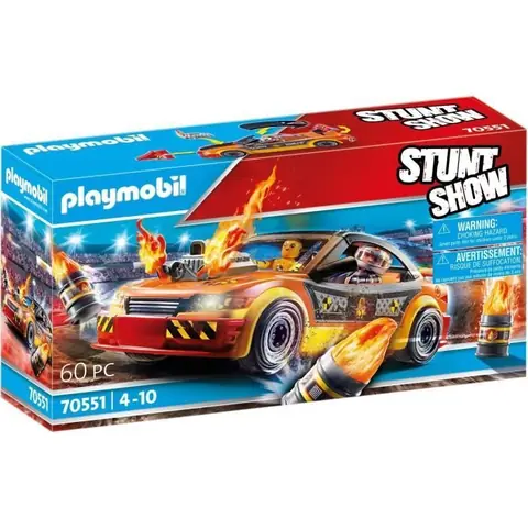 PLAYMOBIL - 70551 - Stuntshow Voiture crash test avec mannequin - Mixte - 60 pièces - Bleu