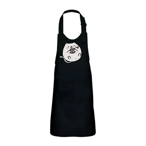 Fabulous Tablier Cuisine Enfant 2 Poches Noir Chat Pusheen Pelotte de Laine Dessin Kawai - Haut de gamme