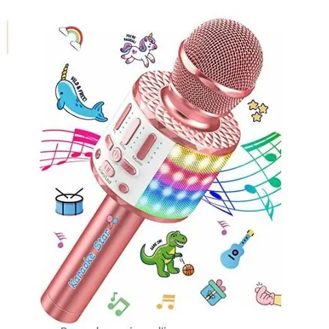 Microphone Sans Fil Karaoké Enfant avec Lumières LED - OUTAD - Q88 - Filtre anti-bruit - Changement de voix