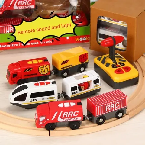 ESTINK Jouet Train Électrique Télécommandé pour Enfants Compatible avec Circuit en Bois
