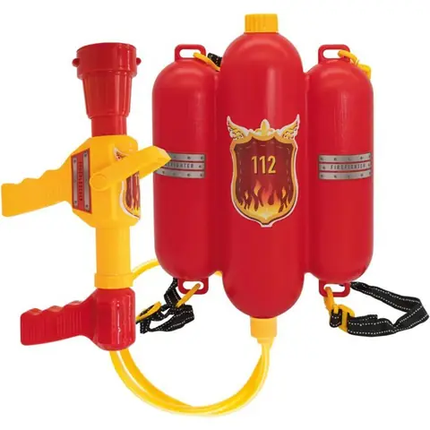 Lance à Eau Pompiers Taille env 40 cm avec buse réglable réservoir deau et bandoulière Bataille deau été fête de Jardin