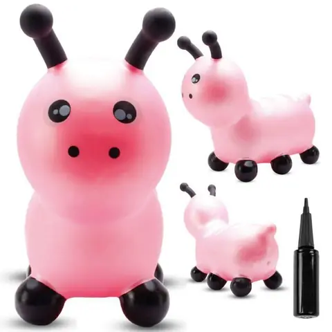 Animal sauteur gonflable - Jouet à sauter - Chenille rose - de 12 mois - caoutchouc de haute qualité - pompe incluse