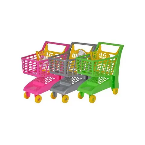 Un Chariot Supermarche - Hauteur poignee 47cm - Panier A roulettes - Jouet Imitation Enfant - Course - Coloris Aleatoire