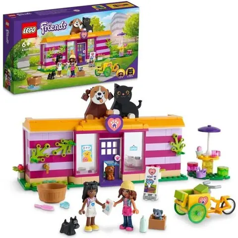 LEGO® 41694 Friends Le Café D'Adoption Des Animaux, Jouet Avec les Mini-Poupées Olivia et Priyanka Pour 6 Ans et Plus, Idée Cadeau