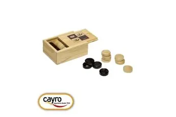 Coffret en bois 24 Pions pour Jeu de Dames couvercle coulissant.