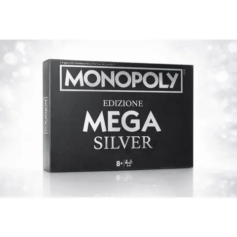 Monopoly Mega Silver Winning Moves – Jeu de Société Édition Géante – 2 à 6 Joueurs – Dès 8 Ans