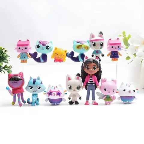 Lot de 13 figurines Gabby’s Dollhouse – Jouets enfants  Gabby Mercat Kitty Fairy Cakey Cat Pandy Paws…