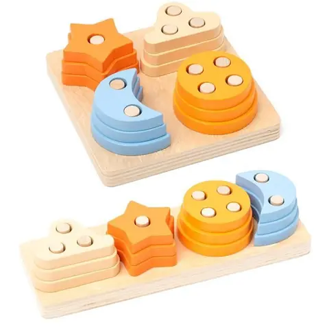 Jouets empilables géométriques en bois pour enfants puzzle pour tout-petits trieur de documents en forme de bébé