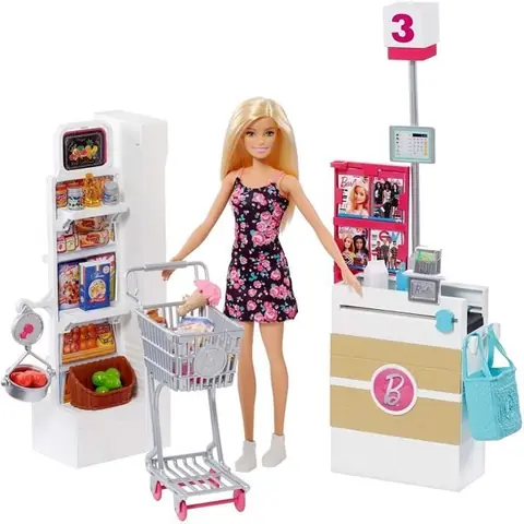 Jouet - Barbie - Coffret Supermarché - Poupée incluse - Accessoires variés - Pour enfants à partir de 3 ans
