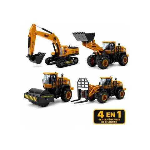 Véhicules dingénierie Bobby.Duck， Excavatrice / chariot élévateur / compacteur / bulldozer voiture de simulation cadeau de Noël