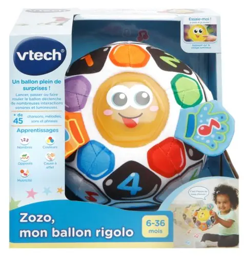 VTECH BABY - Balle d'Éveil - Zozo, mon Ballon Rigolo