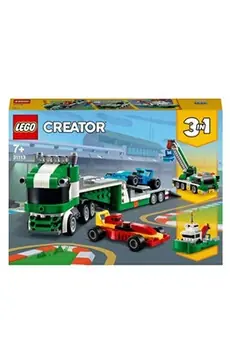 LEGO® Creator 3-en-1 31113 Le transporteur de voitures de course, Jeu de construction incluant un camion, sa remorque et une grue