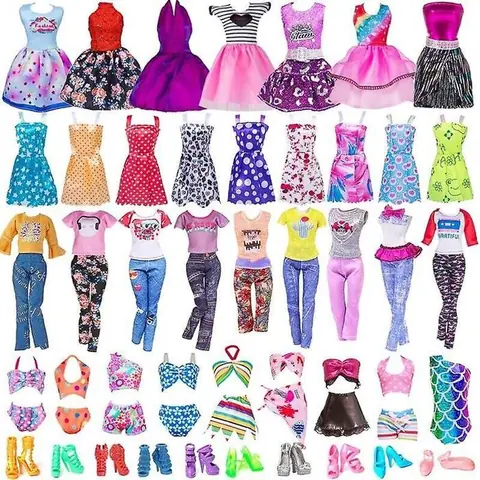 Ensemble de 32 vêtements et accessoires pour poupée Barbie mini-robe tendance haut pantalon chaussures cadeaux