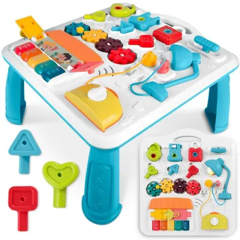Table éducative musicale - JANSHOP - Piano coloré - Éléments mobiles - Développement motricité fine