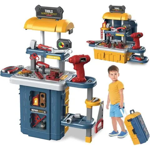 Outils et Etabli pour Enfants Établi 3 en 1 pour enfant Boîte à outils avec forets 46 pièces jouet éducatif pour enfants