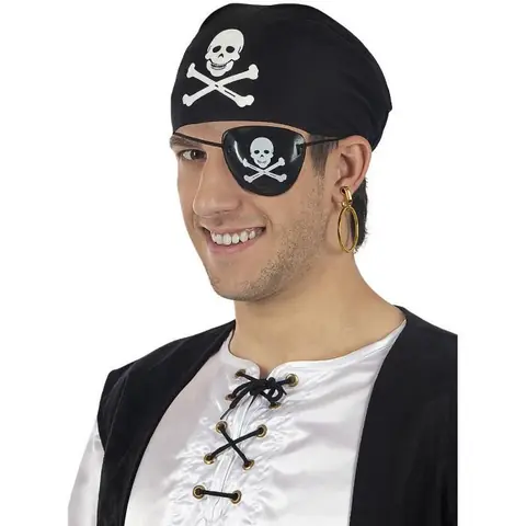 Déguisement accessoires pirate 123645- FUNIDELIA- Déguisement Adulte- Halloween- Echarpe boucle doreille et écusson