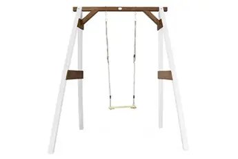 Portique simple en bois 1 balançoire Blanc Marron 160x181x207cm