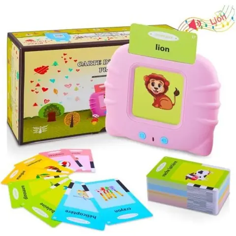 Jouets éducatifs - Français Standard - Cartes Flash Parlantes - Protection des yeux - 224 Mots - Rose