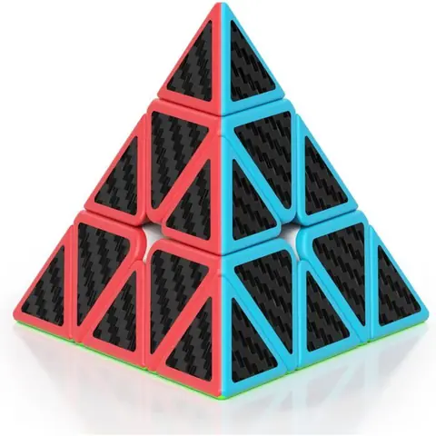 ®RisingFF Pyramide Rubiks Cube Original Pyramide Triangulaire Rubiks Cube   Coloré - Facile à Tourner (Fibre de Carbone)