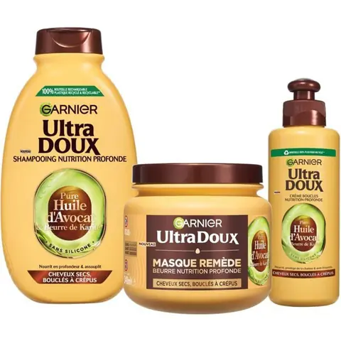 Routine Cheveux Bouclés - Garnier - Ultra Doux - Huile dAvocat - Beurre de Karité