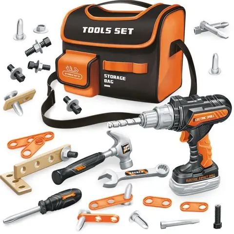 Kit doutils pour enfants - 35 pièces - kits doutils avec perceuse électrique et sac à outils pour enfants de 3 ans et plus