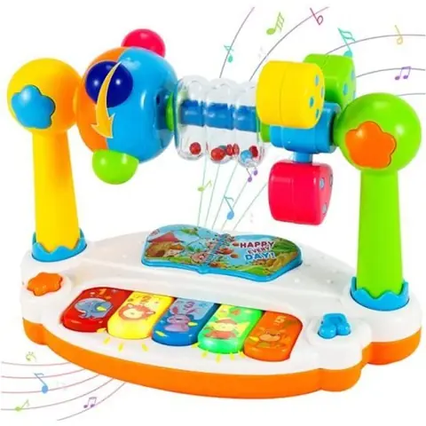 Jouets Musicaux pour Bébé - Piano et Jouets Martelant - 30 Musiques Douces - 20 Musiques Légères - Blanc