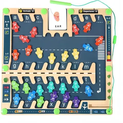 Puzzle Alphabet Magnétique - Jouet Montessori - En Bois - Pour Enfants dès 3 Ans - Jeu Éducatif - Couleurs Vives