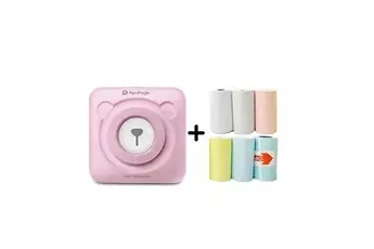 Mini imprimante photo thermiquea6 bluetooth pour téléphone portable avec 6 rouleaux de papier d'impression -rose _catf