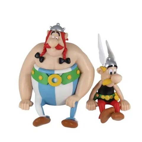 Figurine Asterix et Obelix assis 13cm