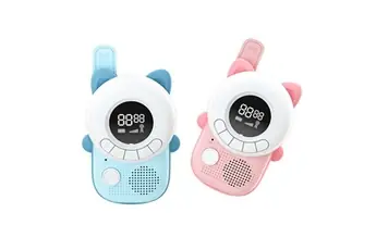 Paire de Talkie-walkie Enfant avec Ecran LCD Rétroéclairé Modèle Miaou Bleu