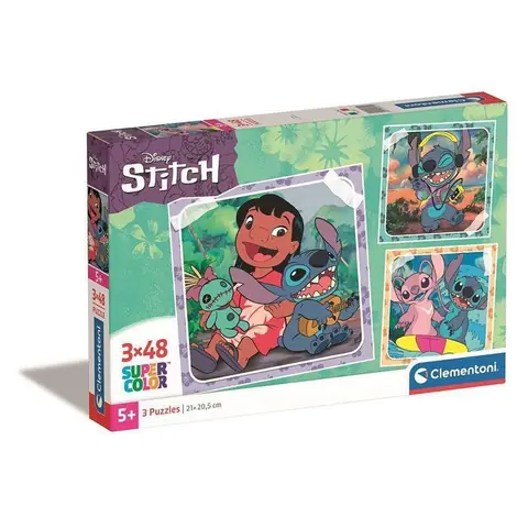 Puzzle enfant Disney Stitch - CLEMENTONI - Lilo et Stitch - Coffret 3 puzzles - 3 x 48 pièces - Total 144 pièces