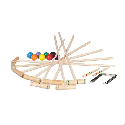 Relaxdays Jeu de croquet 8 joueurs enfants et adultes set complet avec sac maillets multicolore