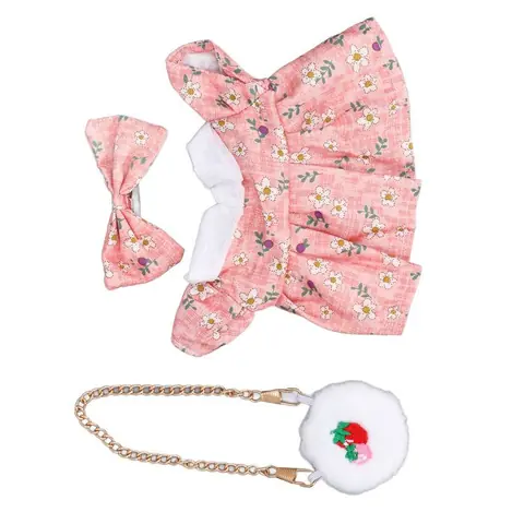 OMABETA accessoires de vêtements de poupée Ensemble de vêtements de poupée en peluche robe avec sac à nœud bricolage main