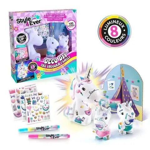La Famille Licorne Figurines de Maman licorne lumineuse et des deux bébés à décorer - OFG 287 Canal Toys