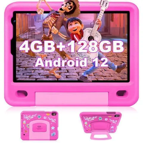 Tablette Enfants - 8 Pouces - Android 12 - 4Go RAM - 128Go ROM - Rose