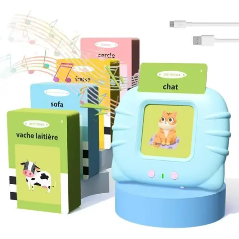 Jeu éducatif - Cartes éducatives Sonore pour Enfant - Vocabulaire français - Bleu