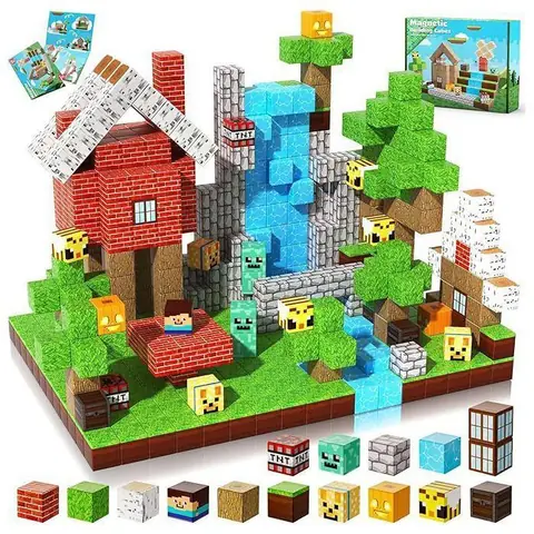 Construction Magnetique Enfant 100 pièces Magnetic Blocks NABAN 3+ Jeux Aimants Bloc de Cube Magnétique de pour enfants