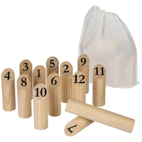 Jeu de quilles - Non spécifié - 12 quilles - Sac de rangement - Bois massif