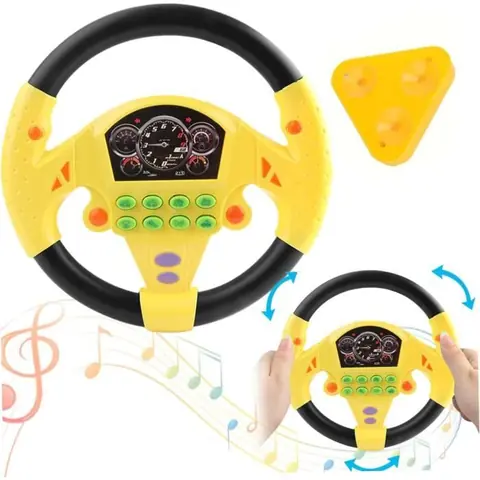 Volant de voiture pour enfant - Jouet - Rotation 360° - Jaune - Éducatif et interactif