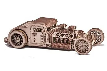 Construction d'un modèle 3D Hot Rod 27 x 10 cm en bois 280 pièces