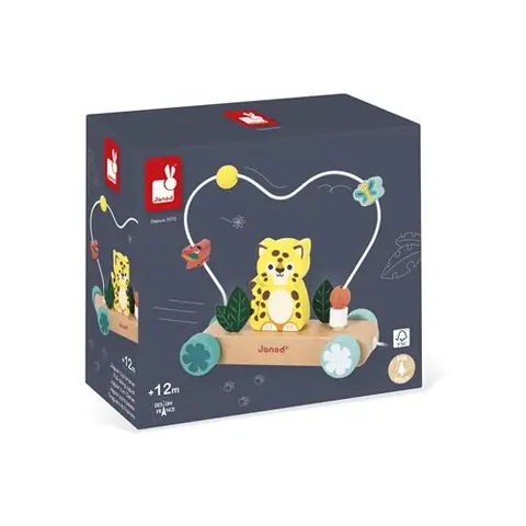 Jeu d'éveil en bois Janod Jaguar à promener Tropik
