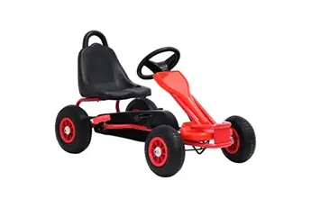 Kart à Pédales avec Pneus Rouge avec Frein à Main pour Enfants Voiture