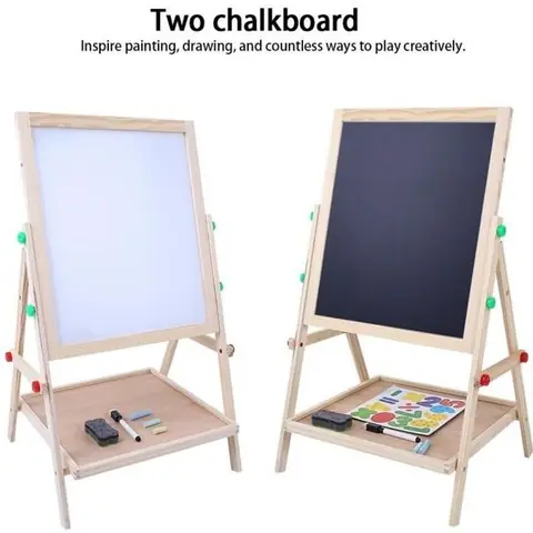 Tableau Chevalet Multifonctions - HB010 - Bois de Pin - Double Face - Pour Enfants - 3 Ans et Plus