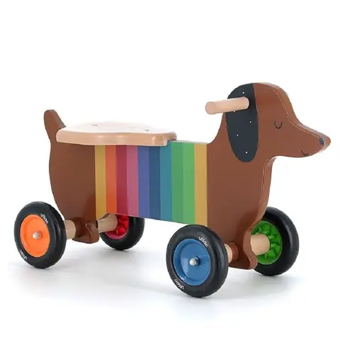 Porteur enfant - VILAC - Porteur chien multicolore - Bois - 4 roues - Développe la motricité