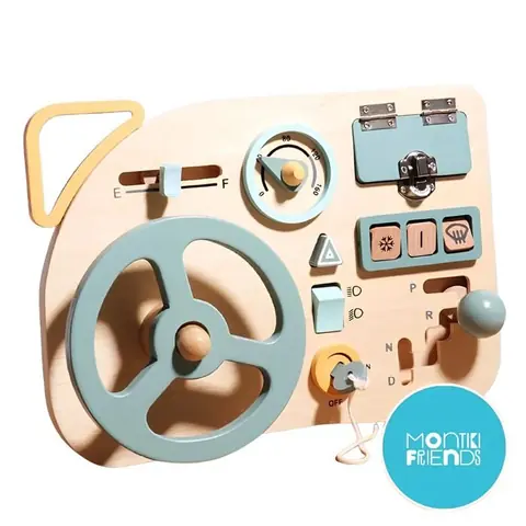 Tableau dActivités Volant Voiture - Bois Éducatif Motricité Fine - Jouet Montessori Voyage - Cadeau Enfant 1-4 Ans