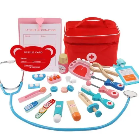 Jouet dimitation - ZGEER - Malette Docteur - Bois - Rose - Jouet éducatif