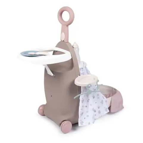 Valise Nurserie 3 en 1 - Baby Nurse - Pour Poupons jusquà 42cm - Beige/Rose/Blanc