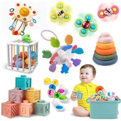 Jouet Montessori BebeJouets Bébés 6-18 MoisMontessori Jeux Bébé EveilEmpilable SensorielsCube Activité Jeux Educatif 1 2 3 Ans