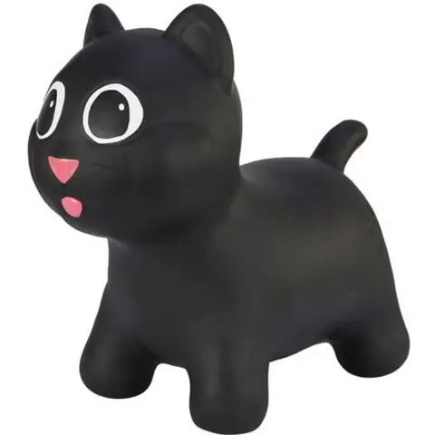 Tootiny - Chat-Sauteur - Jouet à sauter en caoutchouc de Haute qualité - Pompe comprise - Noir