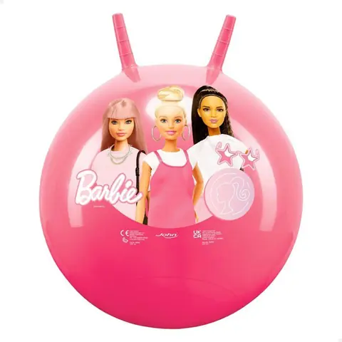 Ballon sauteur Barbie - John - Ø 45-50 cm - Rose - Poignées pour saccrocher - Facile à gonfler - Robuste